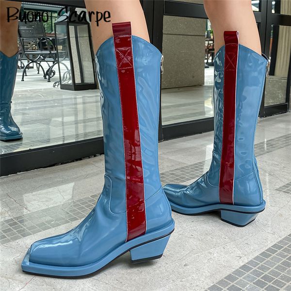 patent leather women chunky boots knee high square toe botas mujer female handmade mixed color shoes autumn winter med heel boot, Black
patent leather women chunky boots knee high square toe botas mujer female handmade mixed color shoes autumn winter med heel boot, Black