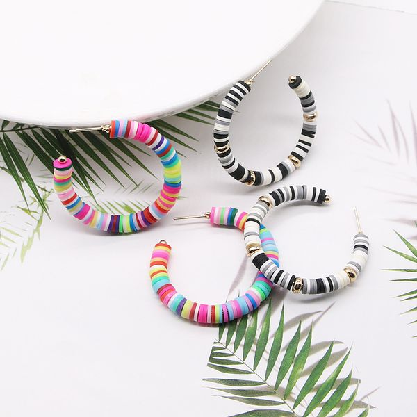 new fashion bohemian round c-shaped trendy ladies earrings mixed color soft pottery simple elegant fashion female earrings women, Golden;silver
new fashion bohemian round c-shaped trendy ladies earrings mixed color soft pottery simple elegant fashion female earrings women, Golden;silver