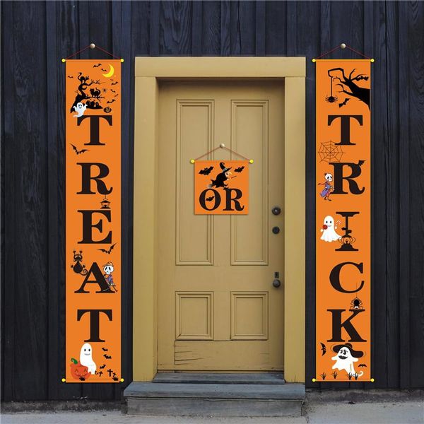 Halloween Party Supplies Banner Flags 3pcs/set Non-woven Fabric Door Banner Home Welcome Sign Outdoor Office Diy Wall Sign Party Supplies