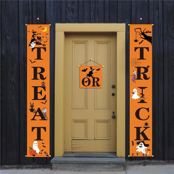 Halloween Party Supplies Banner Flags 3pcs/set Non-woven Fabric Door Banner Home Welcome Sign Outdoor Office Diy Wall Sign Party Supplies