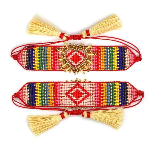 female rainbow love heart bracelet handmade woven bead bangle jewelry women gift 270d, Golden;silver
female rainbow love heart bracelet handmade woven bead bangle jewelry women gift 270d, Golden;silver