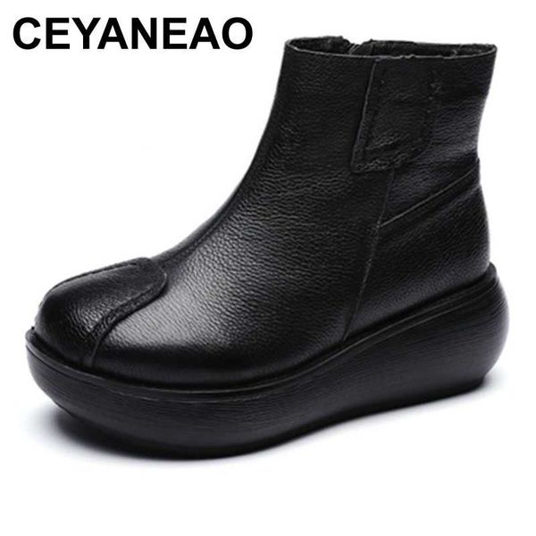 ceyaneao autumn vintage casual genuine leather flat platform boots women shoes winter warm raise ankle short boots for women, Black
ceyaneao autumn vintage casual genuine leather flat platform boots women shoes winter warm raise ankle short boots for women, Black