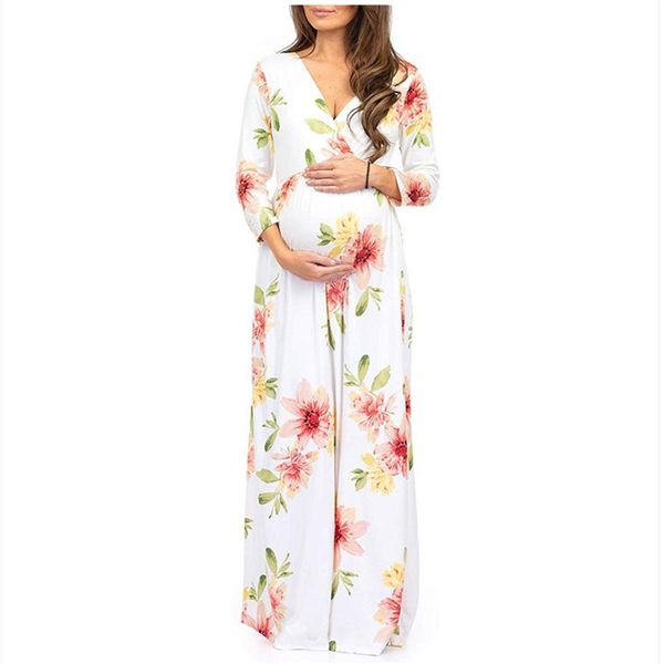 maternity pregnanty long dress v-neck long sleeve print floral ladies pregnant women long-sleeved cross-print lace-up dress 20, White
maternity pregnanty long dress v-neck long sleeve print floral ladies pregnant women long-sleeved cross-print lace-up dress 20, White