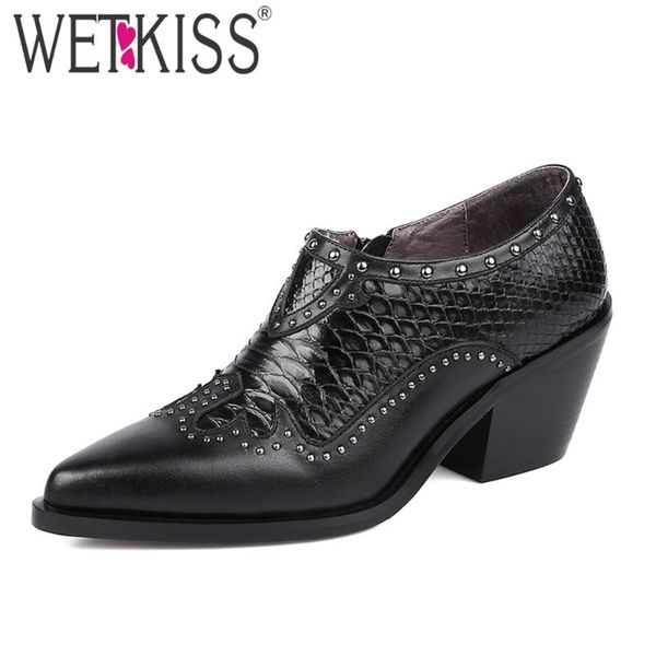 wetkiss emboss leather pumps women rivets fish scale pointed toe shoes woman genuine leather zip spike heel pumps thick 2021, Black
wetkiss emboss leather pumps women rivets fish scale pointed toe shoes woman genuine leather zip spike heel pumps thick 2021, Black
