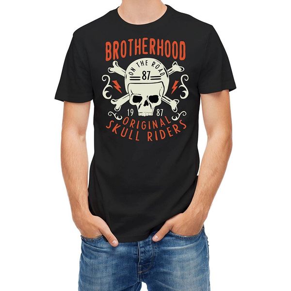 2019 fashion t-shirt skull race riders brotherhood black xl tee shirt