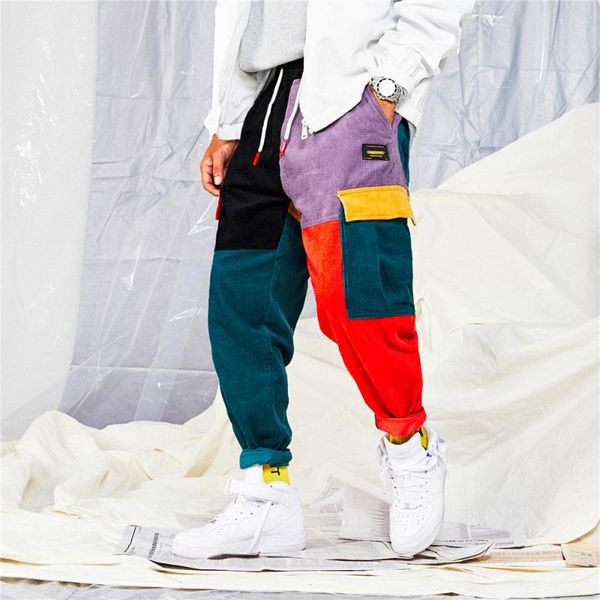 men's pants color block patchwork corduroy cargo harem streetwear cotton trousers harajuku jogger sweatpant, Black
men's pants color block patchwork corduroy cargo harem streetwear cotton trousers harajuku jogger sweatpant, Black