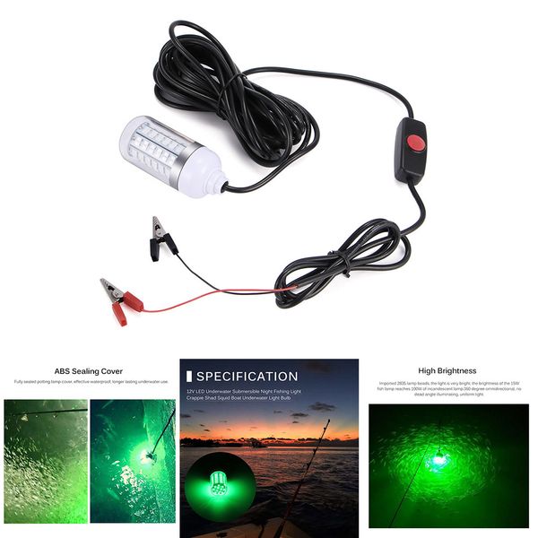 12v 15w fishing light 108pcs 2835 led underwater fishing light lures fish finder lamp attracts prawns squid krill green
12v 15w fishing light 108pcs 2835 led underwater fishing light lures fish finder lamp attracts prawns squid krill green