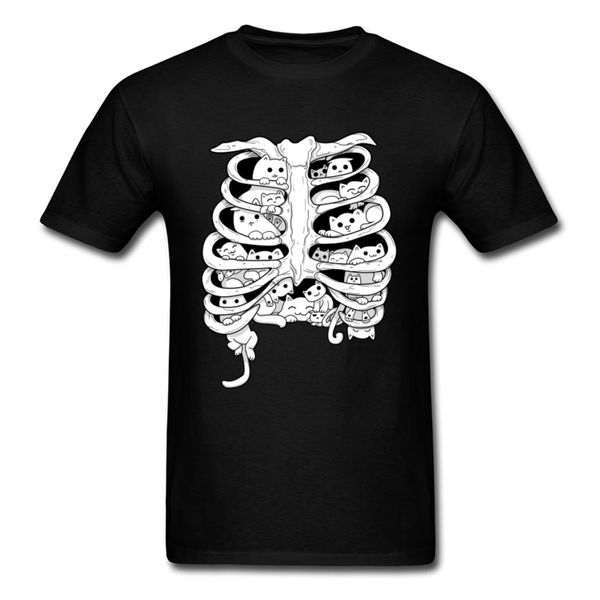 cat skeleton body anatomy t shirts 2020 new design o neck pure cotton shirt funny & tees for men custom