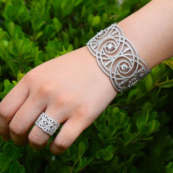 siscathy luxury trendy stunning bangle ring sets for women wedding zircon cz bridal aretes de mujer modernos 2020 high quality, Silver
siscathy luxury trendy stunning bangle ring sets for women wedding zircon cz bridal aretes de mujer modernos 2020 high quality, Silver