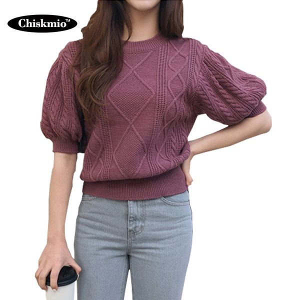 chiskmio short half sleeve sweater women's solid color knitted pullover shrink-waist o-neck knit women thick twist knitwear, White;black
chiskmio short half sleeve sweater women's solid color knitted pullover shrink-waist o-neck knit women thick twist knitwear, White;black