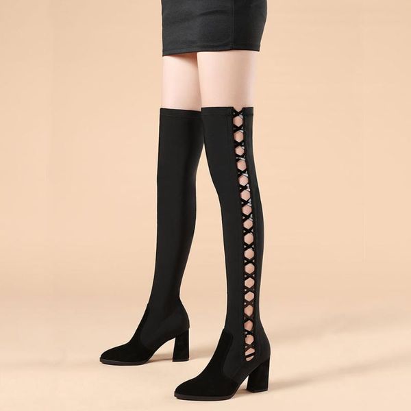 black hollow women's boots over the knee high heel tight female stretch boots winter thick with slim fit women shoes
black hollow women's boots over the knee high heel tight female stretch boots winter thick with slim fit women shoes