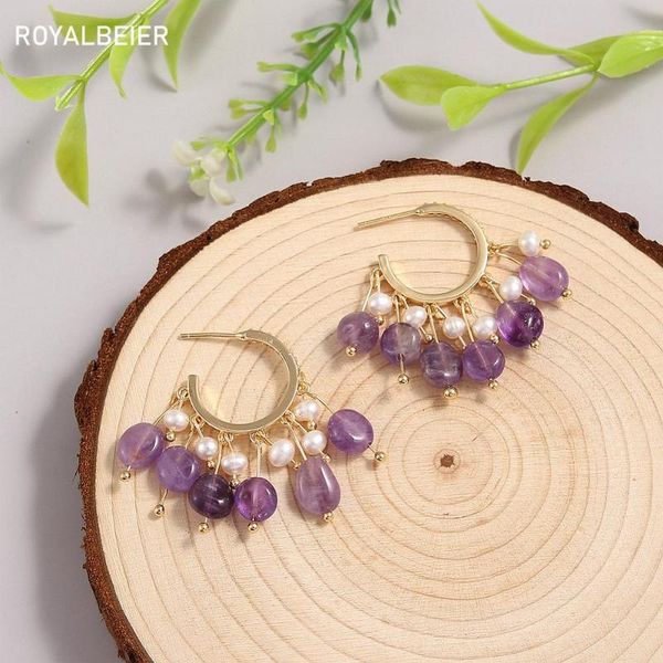 hoop & huggie natural amethyst circle earrings for women freshwater pearl tassel fine jewelry gift, Golden;silver
hoop & huggie natural amethyst circle earrings for women freshwater pearl tassel fine jewelry gift, Golden;silver