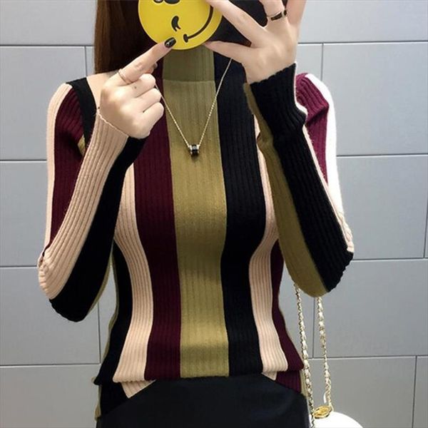 female sweater 2020 new autumn winter half turtleneck striped slim body elasticity short knit pullover women bottom sweater 284, White;black
female sweater 2020 new autumn winter half turtleneck striped slim body elasticity short knit pullover women bottom sweater 284, White;black