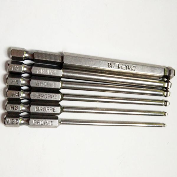 6 pcs/set 1/4" 100mm h2.5-h8 ball head hex screwdriver bits s2 magnetic electric drill screwdriver head power driver tools
6 pcs/set 1/4" 100mm h2.5-h8 ball head hex screwdriver bits s2 magnetic electric drill screwdriver head power driver tools
