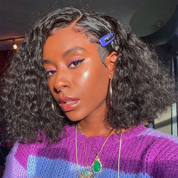 new 2x6/4x4 closure water wave bob wig brazilian deep curly cut wigs with baby hair lace front human hair wigs pre plucked, Black
new 2x6/4x4 closure water wave bob wig brazilian deep curly cut wigs with baby hair lace front human hair wigs pre plucked, Black