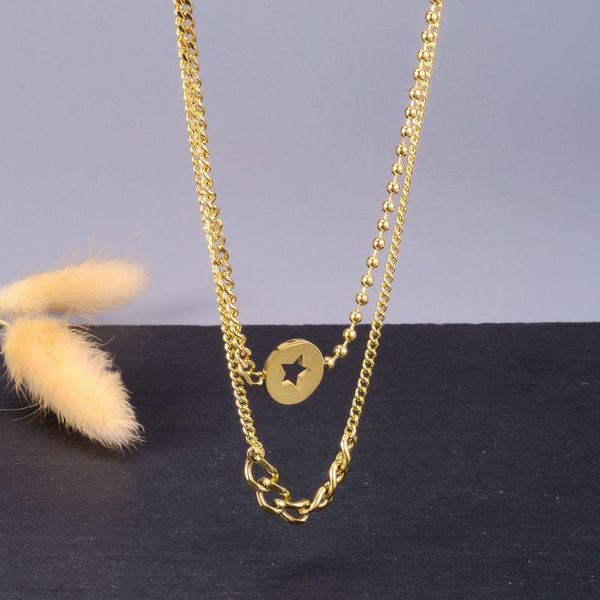 hongcheng jewellery fashion gold necklace flat chain five-pointed star round pendant double clavicle chains necklaces hc179, Silver
hongcheng jewellery fashion gold necklace flat chain five-pointed star round pendant double clavicle chains necklaces hc179, Silver