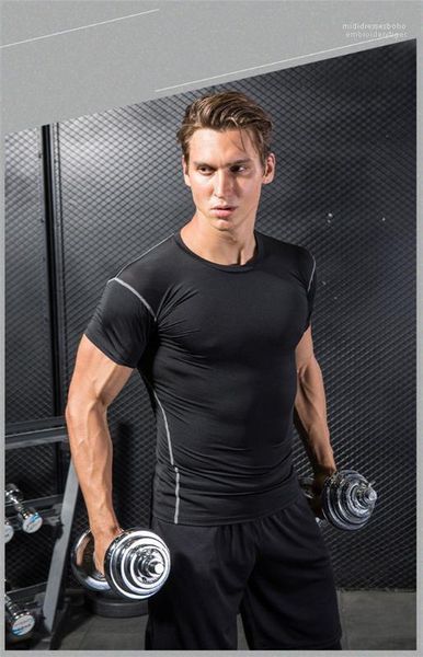 short sleeve crew neck slim fit homme clothing casual summer shirt mens quick dry breathable fitness tshirt, White;black
short sleeve crew neck slim fit homme clothing casual summer shirt mens quick dry breathable fitness tshirt, White;black