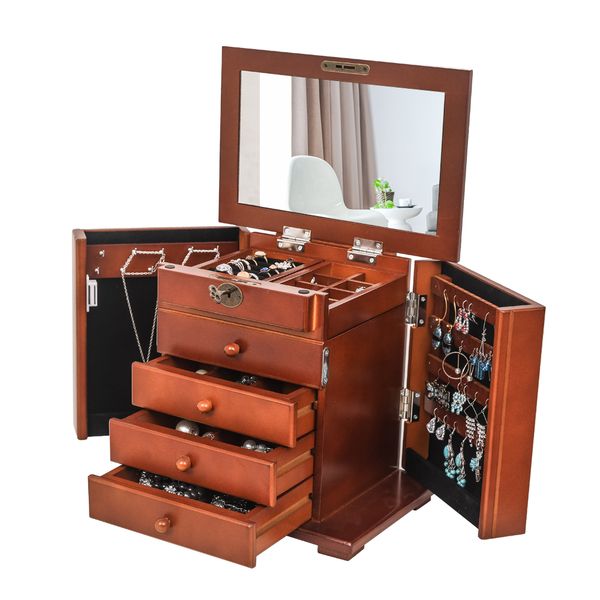 4 drawer 5 layer wooden jewelry box with double door brown dresser jewelry storage display cabinet for jewelry storage enthusiasts
4 drawer 5 layer wooden jewelry box with double door brown dresser jewelry storage display cabinet for jewelry storage enthusiasts