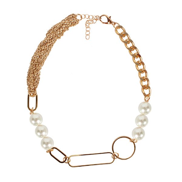 simple fashion thick and thin chain temperament ladies retro personality imitation pearl clavicle chain necklace, Silver
simple fashion thick and thin chain temperament ladies retro personality imitation pearl clavicle chain necklace, Silver