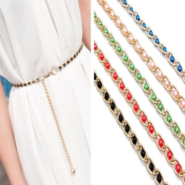 chain belt women's fine pearl decorative dress artistic waistband women's fashion metal leather belt waistband, Black;brown
chain belt women's fine pearl decorative dress artistic waistband women's fashion metal leather belt waistband, Black;brown
