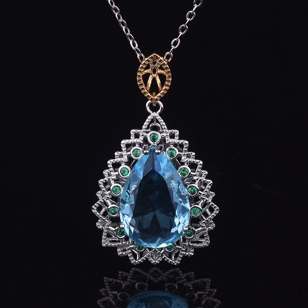 inlaid natural pendant europe and america creative plated gold water droplet pear shape necklace, Silver
inlaid natural pendant europe and america creative plated gold water droplet pear shape necklace, Silver