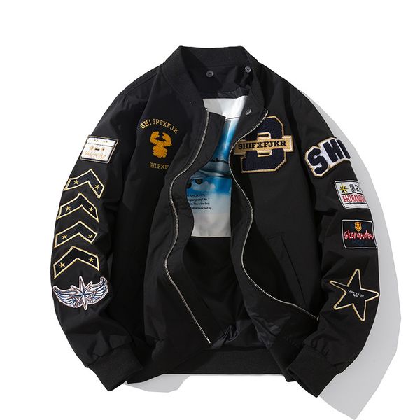 bomber jacket embroidery mens women badge pilot jacket hip hop baseball fashion couple coat spring autumn hipster 2020, Black;brown
bomber jacket embroidery mens women badge pilot jacket hip hop baseball fashion couple coat spring autumn hipster 2020, Black;brown