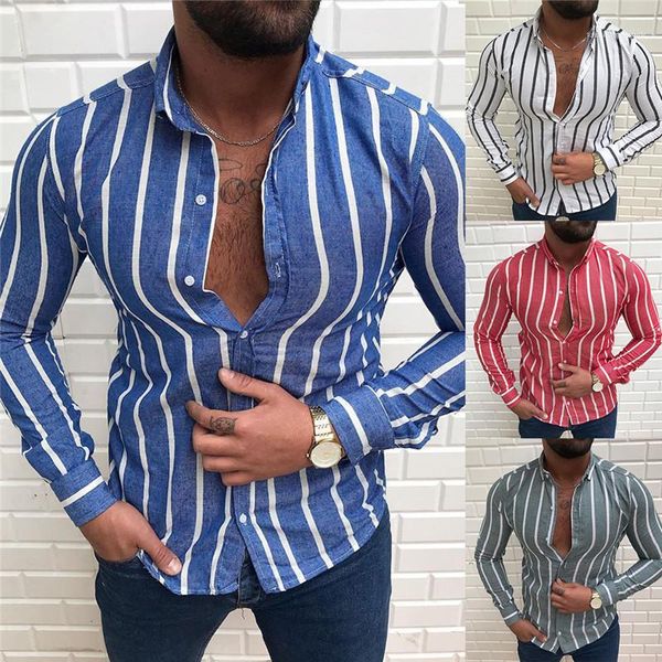 striped print turndown collar single breated fashion mens clothes autumn mens designer casual shirts slim, White;black
striped print turndown collar single breated fashion mens clothes autumn mens designer casual shirts slim, White;black