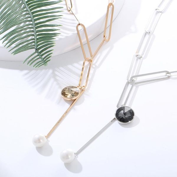 gold color long link chain necklace women pearl beads crystal pendant necklace mujer statement jewelry wedding party gifts 2020, Silver
gold color long link chain necklace women pearl beads crystal pendant necklace mujer statement jewelry wedding party gifts 2020, Silver