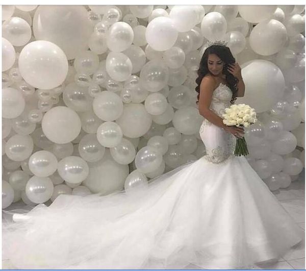 2020 african mermaid wedding dresses sweetheart beading lace court train ivory vintage plus size bridal gowns, White
2020 african mermaid wedding dresses sweetheart beading lace court train ivory vintage plus size bridal gowns, White