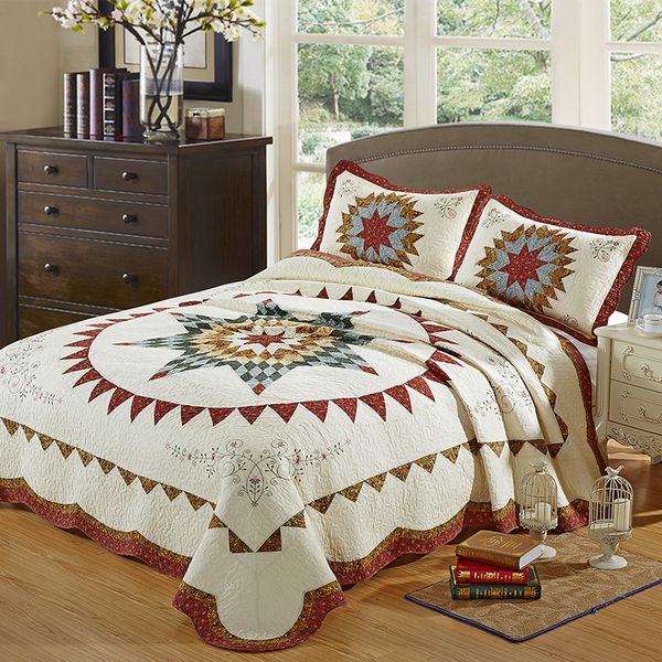chausub quality patchwork quilt set 3-piece washed cotton quilts quilted bedspread bed cover pillow case queen size coverlet set
chausub quality patchwork quilt set 3-piece washed cotton quilts quilted bedspread bed cover pillow case queen size coverlet set
