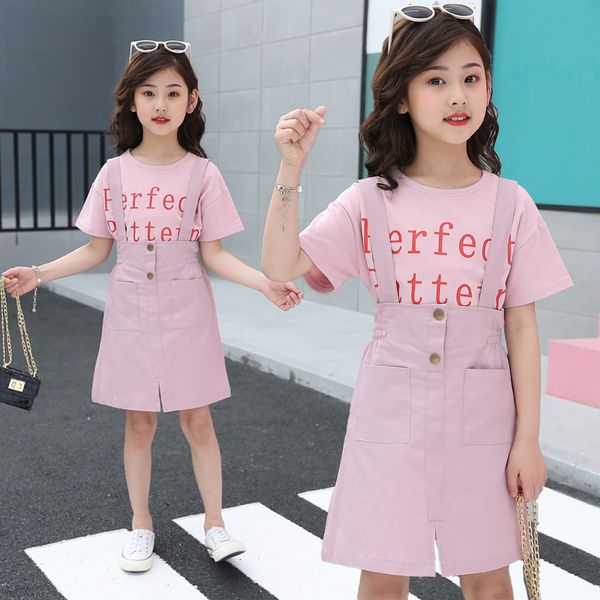 pink strap overall summer girls cotton 2pcs set letter t shirt kids suspender dress outfits clothing strap skirt outfits set, White
pink strap overall summer girls cotton 2pcs set letter t shirt kids suspender dress outfits clothing strap skirt outfits set, White