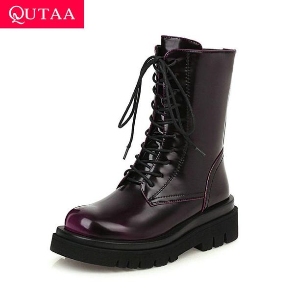 qutaa 2021 round toe fashion mid calf boots pu square heel short boots winter keep warm lace up zipper women shoes big size34-43, Black
qutaa 2021 round toe fashion mid calf boots pu square heel short boots winter keep warm lace up zipper women shoes big size34-43, Black