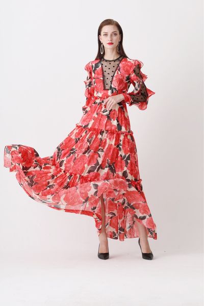 women's chiffon silk dress spring and summer printing ruffle sleeve mesh panelled lady's fashion elegant dresses, Black;gray
women's chiffon silk dress spring and summer printing ruffle sleeve mesh panelled lady's fashion elegant dresses, Black;gray