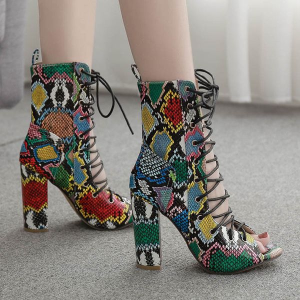 roman boots lace-up colorful serpentine thick high heel open toe sandals female, Black
roman boots lace-up colorful serpentine thick high heel open toe sandals female, Black