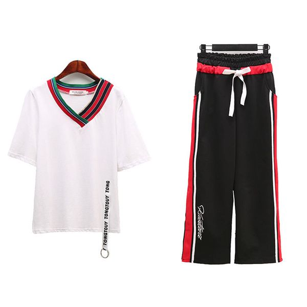 женщина v шеи толстовка шаровары плюс размер одежды set big yards new summer wear полосатые широкие ноги штаны костюм 5xl, Black
женщина v шеи толстовка шаровары плюс размер одежды set big yards new summer wear полосатые широкие ноги штаны костюм 5xl, Black