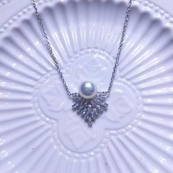 s925 sterling silver natural freshwater white pearl 10mm necklace