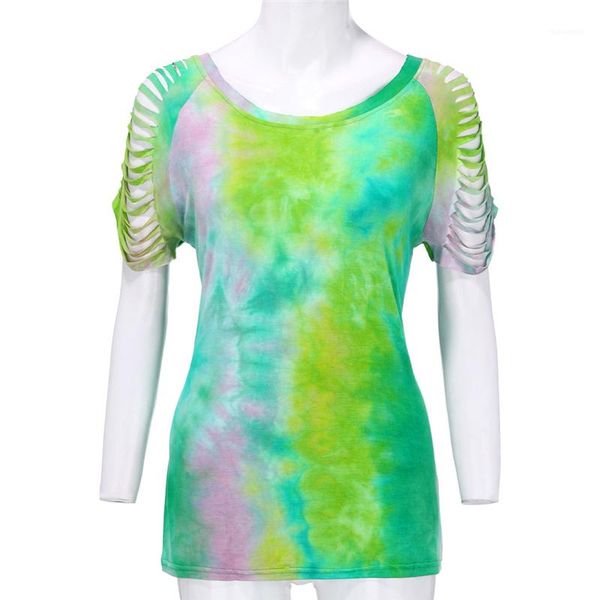 womens tshirts hole gradient short sleeve female tees crew neck casual straight female tie dyed summer, White
womens tshirts hole gradient short sleeve female tees crew neck casual straight female tie dyed summer, White