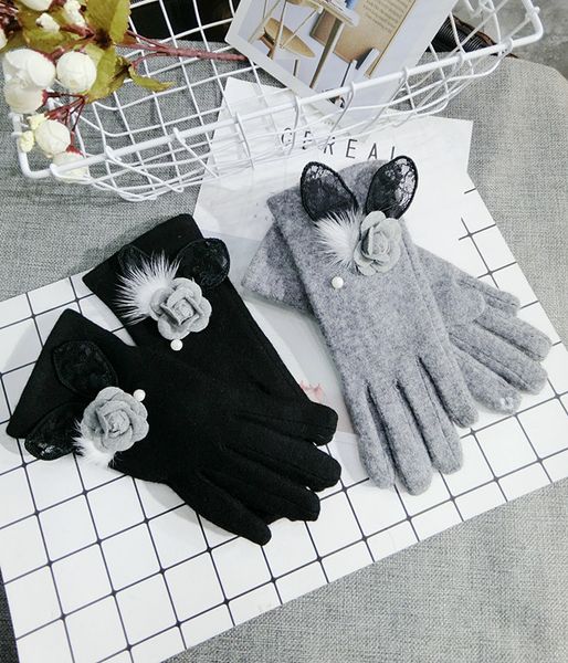 five fingers gloves korean touch screen wool bow warm knitted women spring winter thick mittens, Blue;gray
five fingers gloves korean touch screen wool bow warm knitted women spring winter thick mittens, Blue;gray