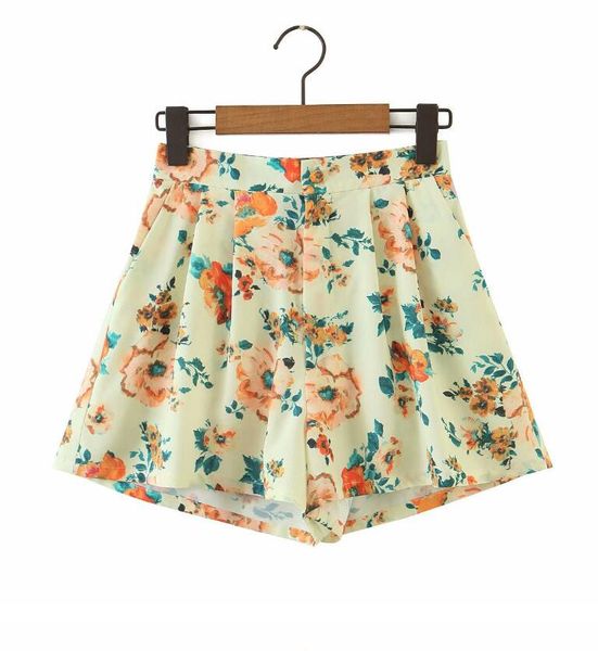 polyester retro floral print cullottes summer shorts skirt pantskirt, Black 
polyester retro floral print cullottes summer shorts skirt pantskirt, Black