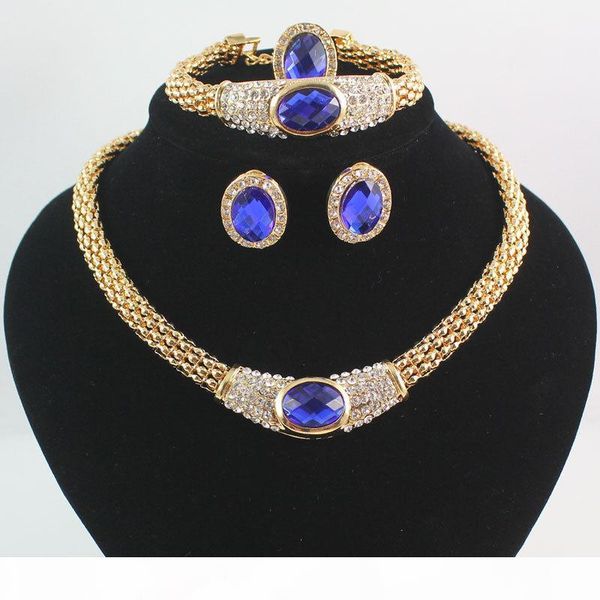 the newfashion women 18k gold plated crystal sapphire wedding party necklace earrings bracelet ring jewelry sets, Slivery;golden
the newfashion women 18k gold plated crystal sapphire wedding party necklace earrings bracelet ring jewelry sets, Slivery;golden