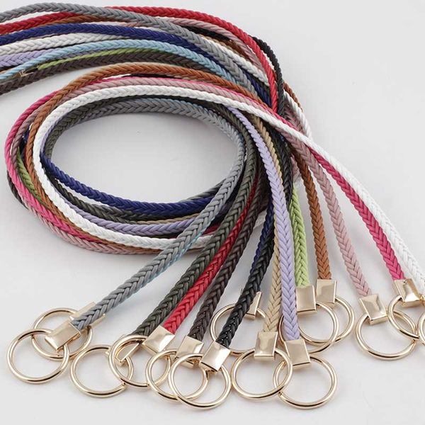 fashion pu leather belt women waist rope ultra-thin woven knotted straps wild round buckle waistband casual candy-colored belt, Black;brown
fashion pu leather belt women waist rope ultra-thin woven knotted straps wild round buckle waistband casual candy-colored belt, Black;brown