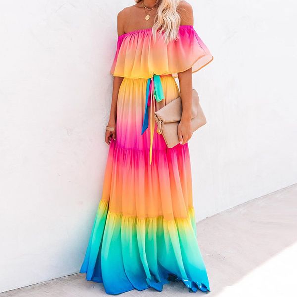 tie dye gradient womens dresses summer slash neck ruffle rainbow women designer casual sell dress, Black;gray
tie dye gradient womens dresses summer slash neck ruffle rainbow women designer casual sell dress, Black;gray