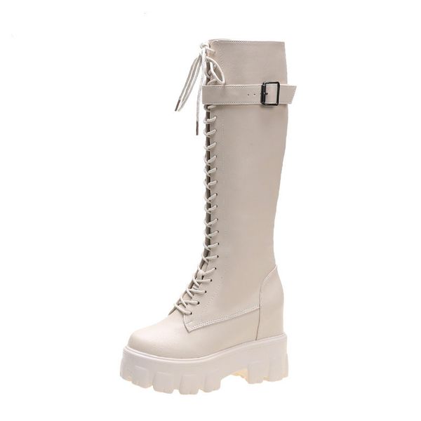 women's platform knee high boots fashion cross-tied long boots winter short plush warm motorcycle buckle platform sneakers, Black
women's platform knee high boots fashion cross-tied long boots winter short plush warm motorcycle buckle platform sneakers, Black