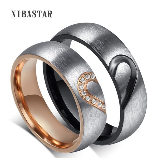 2020 couple ring men's black half heart ring and women rose gold half heart pave crystal for engagement jewelry, Golden;silver
2020 couple ring men's black half heart ring and women rose gold half heart pave crystal for engagement jewelry, Golden;silver