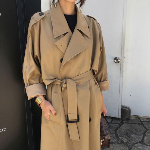 khaki trench coat casual women's long outerwear loose clothes for lady with belt spring autumn fashion gift, Tan;black
khaki trench coat casual women's long outerwear loose clothes for lady with belt spring autumn fashion gift, Tan;black
