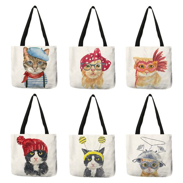 cute cat print reusable shopping bag women casual fabric handbag linen tote bag traveling school bags
cute cat print reusable shopping bag women casual fabric handbag linen tote bag traveling school bags