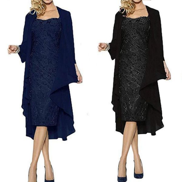 2019 cross-border womens wish popular autumn fashion elegant lace chiffon dress two-piece set, White;black
2019 cross-border womens wish popular autumn fashion elegant lace chiffon dress two-piece set, White;black