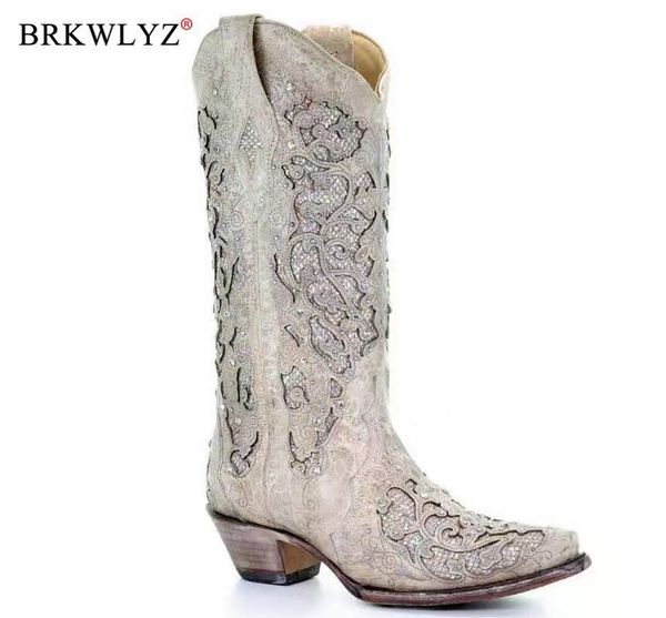 women mid-calf boots spring low heel women boots embroidered cool british crystal design soft short party knee high, Black
women mid-calf boots spring low heel women boots embroidered cool british crystal design soft short party knee high, Black