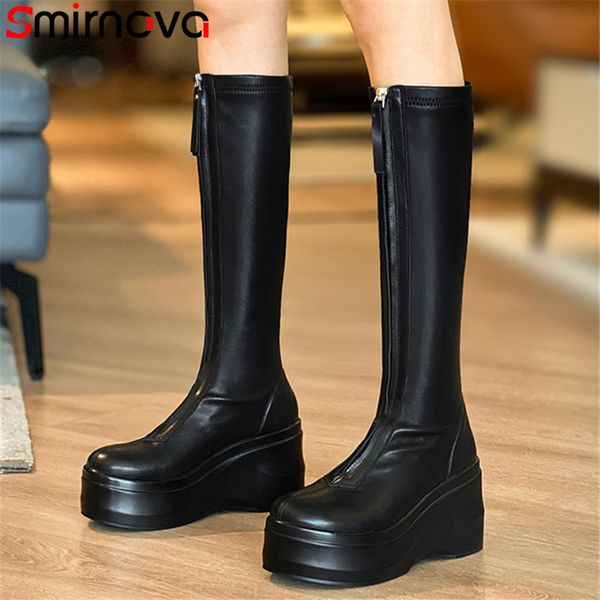 smirnova 2020 new arrive wedges platform shoes women knee high boots round toe zip autumn winter fashion boots ladies black
smirnova 2020 new arrive wedges platform shoes women knee high boots round toe zip autumn winter fashion boots ladies black