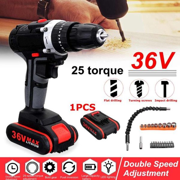cordless electric impact drill screwdriver 25+3 torque 36v rechargeable dual speed power tools with 2 battery
cordless electric impact drill screwdriver 25+3 torque 36v rechargeable dual speed power tools with 2 battery